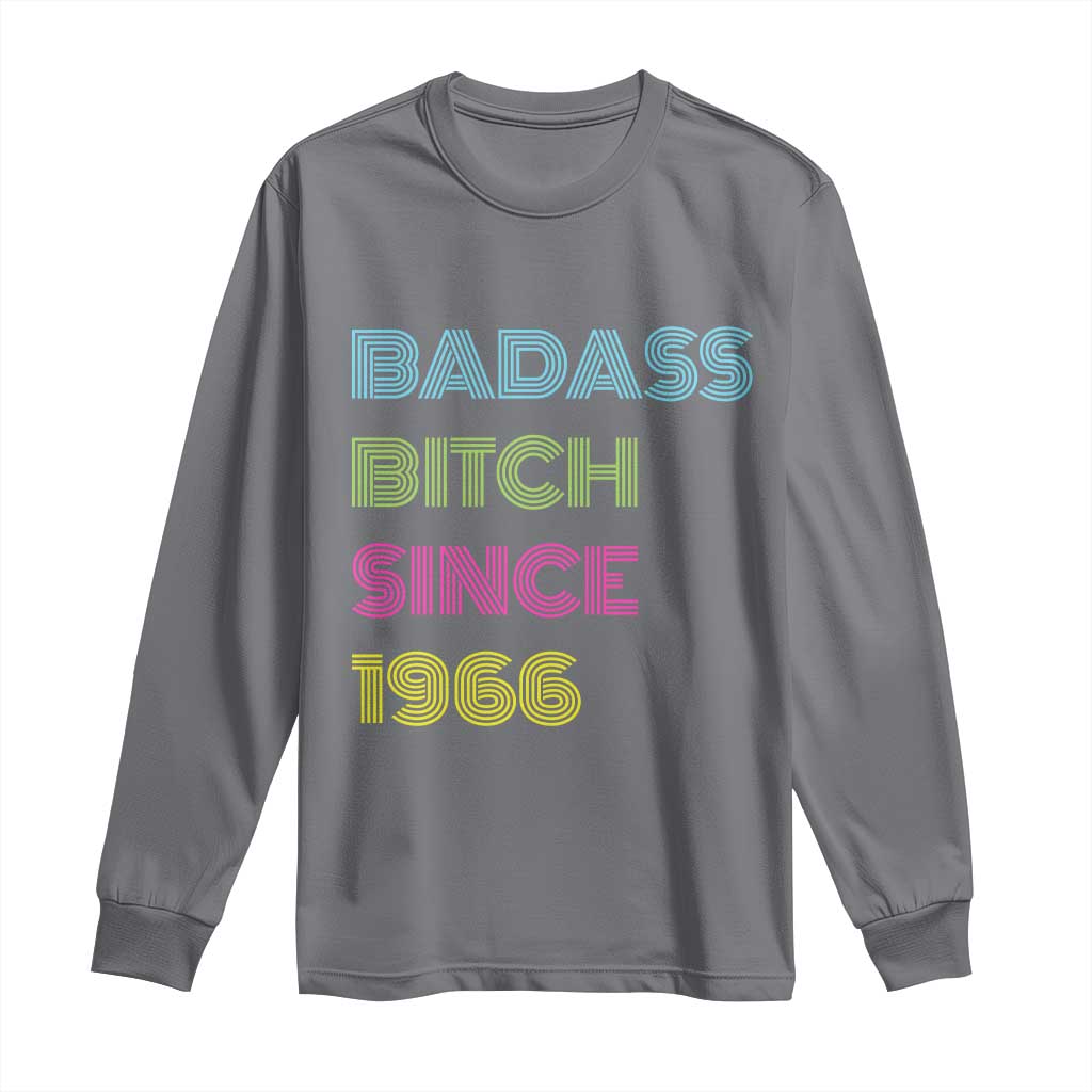 Funny 60th Birthday Long Sleeve Shirt Retro Vintage Badass Bih Since 1966 TS10 Charcoal Print Your Wear