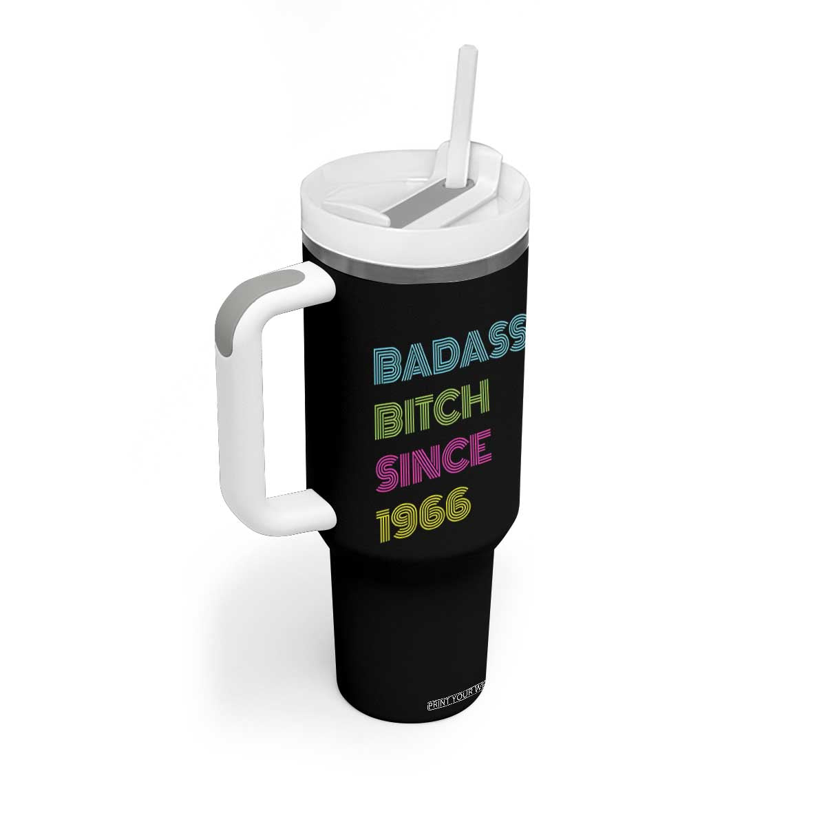 Funny 60th Birthday Tumbler With Handle Retro Vintage Badass Bih Since 1966 TS10 Print Your Wear