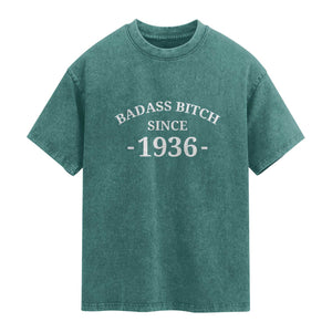 Funny 90th Birthday Washed Cotton T-Shirt Badass Bih Since 1936