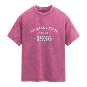 Funny 90th Birthday Washed Cotton T-Shirt Badass Bih Since 1936