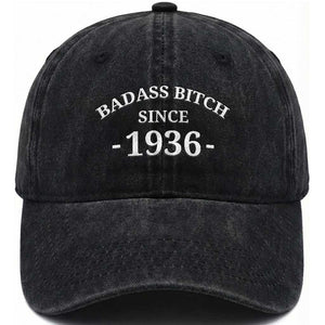 Funny 90th Birthday Washed Cotton Baseball Cap Badass Bih Since 1936 TS10 Print Your Wear