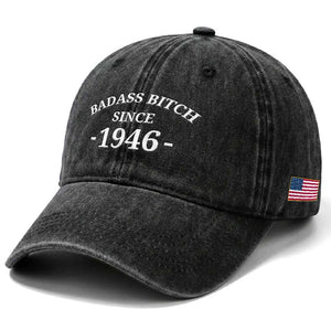 Funny 80th Birthday Washed Cotton Baseball Cap Badass Bih Since 1946 TS10 Print Your Wear