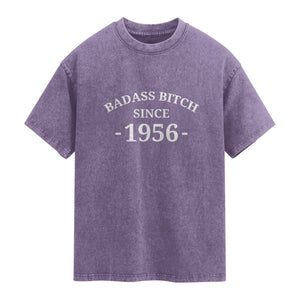 Funny 70th Birthday Washed Cotton T-Shirt Badass Bih Since 1956