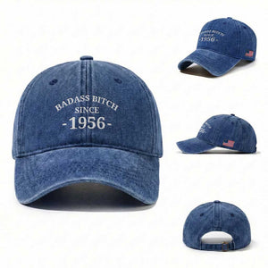 Funny 70th Birthday Washed Cotton Baseball Cap Badass Bih Since 1956 TS10 Washed Cap Universal Fit Royal Blue Print Your Wear