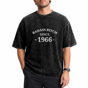 Funny 60th Birthday Washed Cotton T-Shirt Badass Bih Since 1966