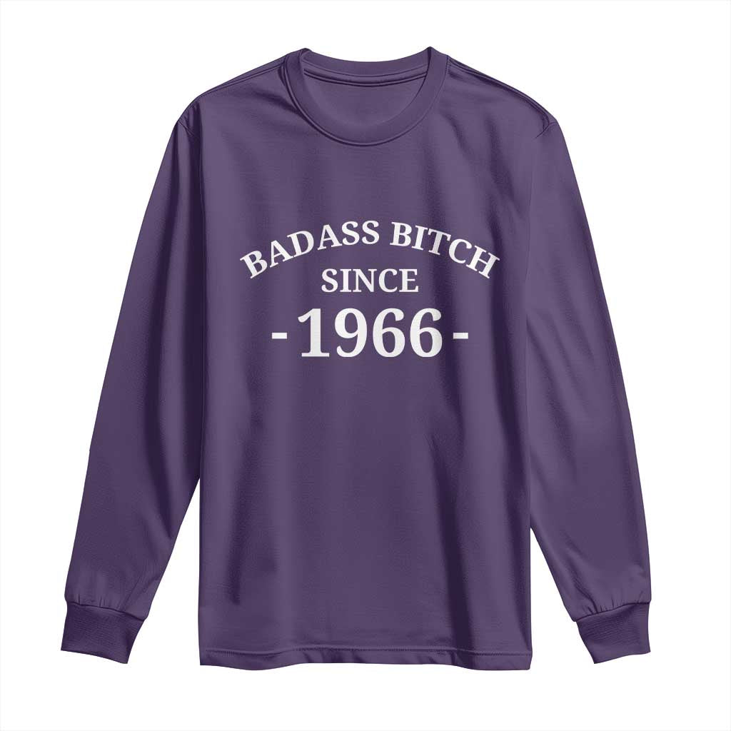 Funny 60th Birthday Long Sleeve Shirt Badass Bih Since 1966 TS10 Purple Print Your Wear