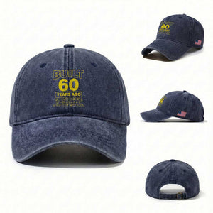 Funny 60th Birthday Washed Cotton Baseball Cap Galaxy Built 60 Years Ago Parts Original TS10 Washed Cap Universal Fit Navy Print Your Wear