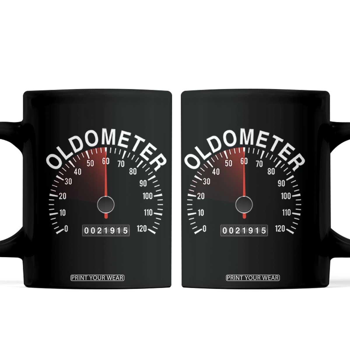 Funny 60th Birthday Coffee Mug Oldometer Odometer 60 Year Old Joke TS10 Black Print Your Wear
