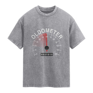 Funny 60th Birthday Washed Cotton T-Shirt Oldometer Odometer 60 Year Old Joke