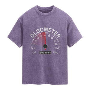 Funny 60th Birthday Washed Cotton T-Shirt Oldometer Odometer 60 Year Old Joke