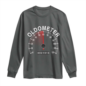 Funny 60th Birthday Long Sleeve Shirt Oldometer Odometer 60 Year Old Joke TS10 Dark Heather Print Your Wear