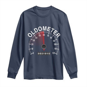Funny 60th Birthday Long Sleeve Shirt Oldometer Odometer 60 Year Old Joke TS10 Navy Print Your Wear