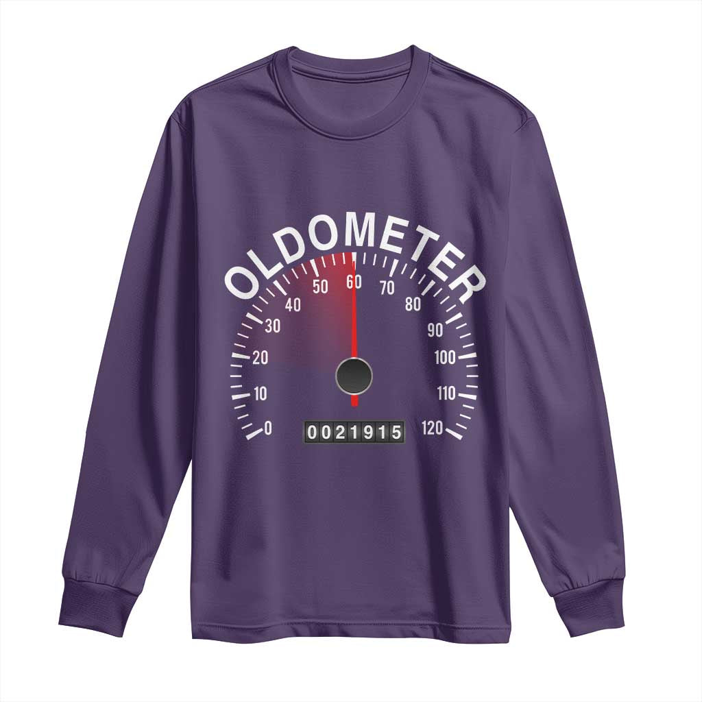 Funny 60th Birthday Long Sleeve Shirt Oldometer Odometer 60 Year Old Joke TS10 Purple Print Your Wear