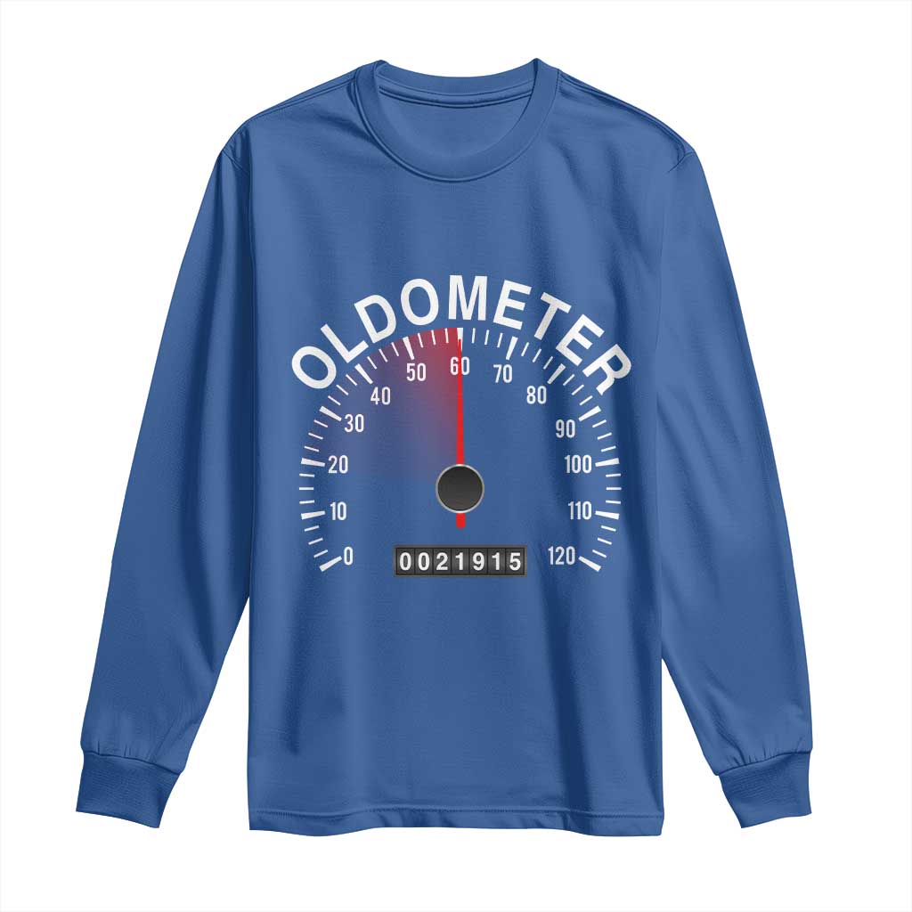 Funny 60th Birthday Long Sleeve Shirt Oldometer Odometer 60 Year Old Joke TS10 Royal Blue Print Your Wear