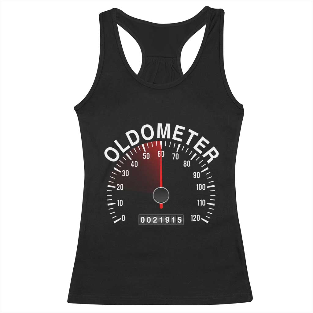 Funny 60th Birthday Racerback Tank Top Oldometer Odometer 60 Year Old Joke TS10 Black Print Your Wear