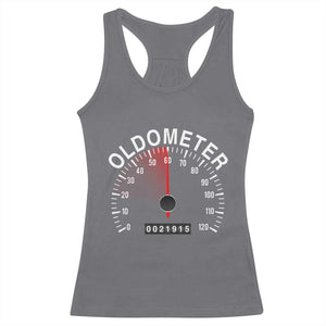 Funny 60th Birthday Racerback Tank Top Oldometer Odometer 60 Year Old Joke TS10 Charcoal Print Your Wear