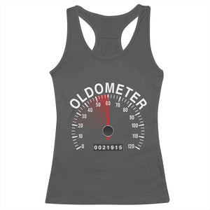 Funny 60th Birthday Racerback Tank Top Oldometer Odometer 60 Year Old Joke TS10 Dark Heather Print Your Wear