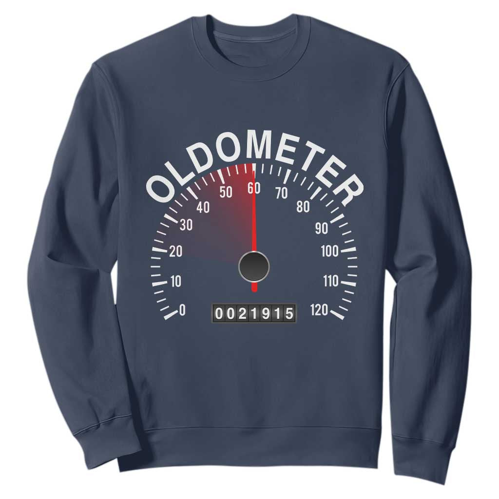 Funny 60th Birthday Sweatshirt Oldometer Odometer 60 Year Old Joke TS10 Navy Print Your Wear