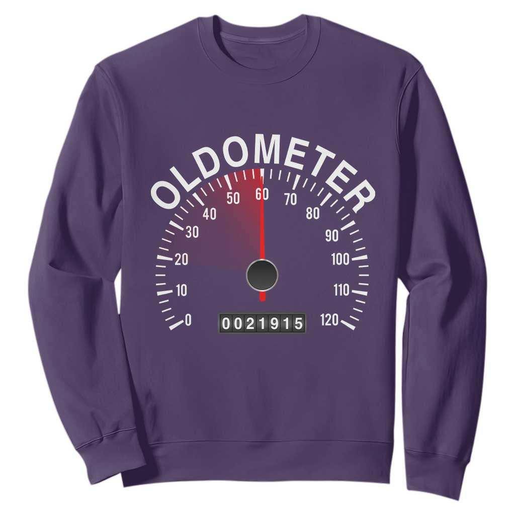 Funny 60th Birthday Sweatshirt Oldometer Odometer 60 Year Old Joke TS10 Purple Print Your Wear