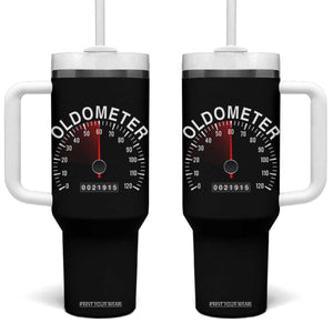 Funny 60th Birthday Tumbler With Handle Oldometer Odometer 60 Year Old Joke TS10 One Size: 40 oz Black Print Your Wear