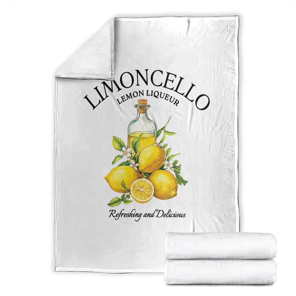 Vintage Limoncello Lemon Liqueur Throw Blanket Italian Summer Letter Fruit Printed Graphic TS10 White Print Your Wear
