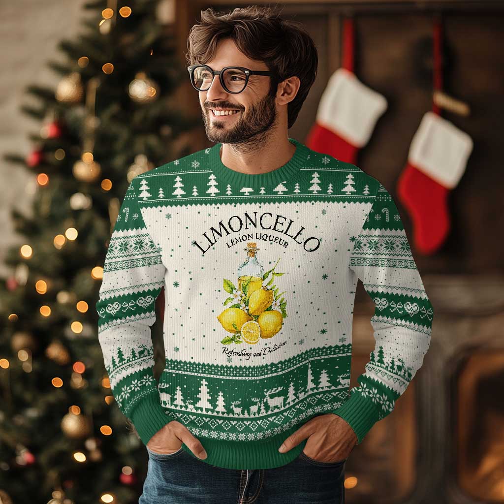 Vintage Limoncello Lemon Liqueur Ugly Christmas Sweater Italian Summer Letter Fruit Printed Graphic TS10 Beige Green Print Your Wear