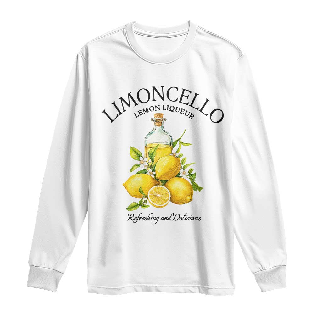 Vintage Limoncello Lemon Liqueur Long Sleeve Shirt Italian Summer Letter Fruit Printed Graphic TS10 White Print Your Wear