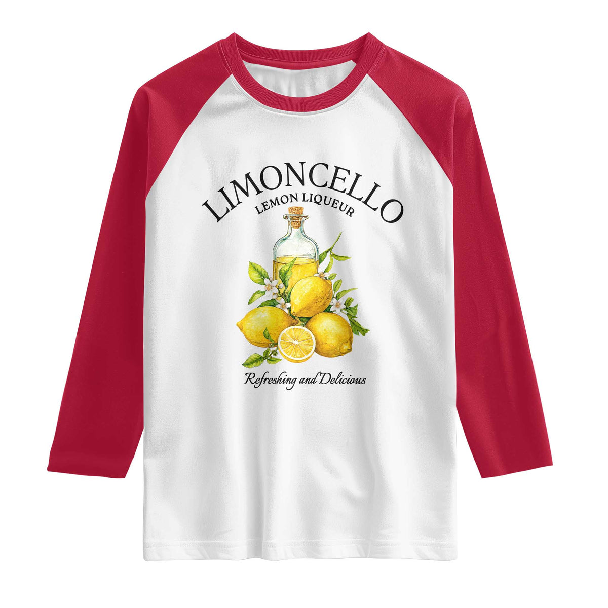 Vintage Limoncello Lemon Liqueur Raglan Shirt Italian Summer Letter Fruit Printed Graphic TS10 White Red Print Your Wear