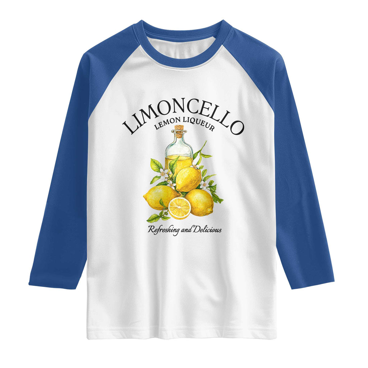 Vintage Limoncello Lemon Liqueur Raglan Shirt Italian Summer Letter Fruit Printed Graphic TS10 White Royal Print Your Wear