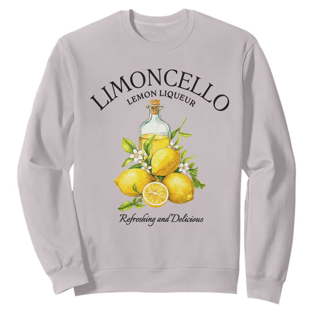 Vintage Limoncello Lemon Liqueur Sweatshirt Italian Summer Letter Fruit Printed Graphic TS10 Ice Gray Print Your Wear