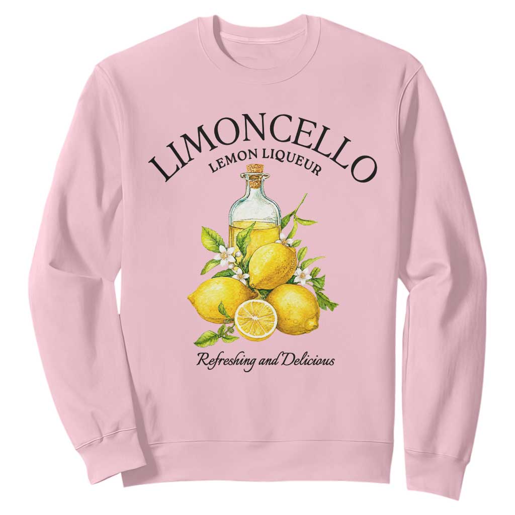 Vintage Limoncello Lemon Liqueur Sweatshirt Italian Summer Letter Fruit Printed Graphic TS10 Light Pink Print Your Wear