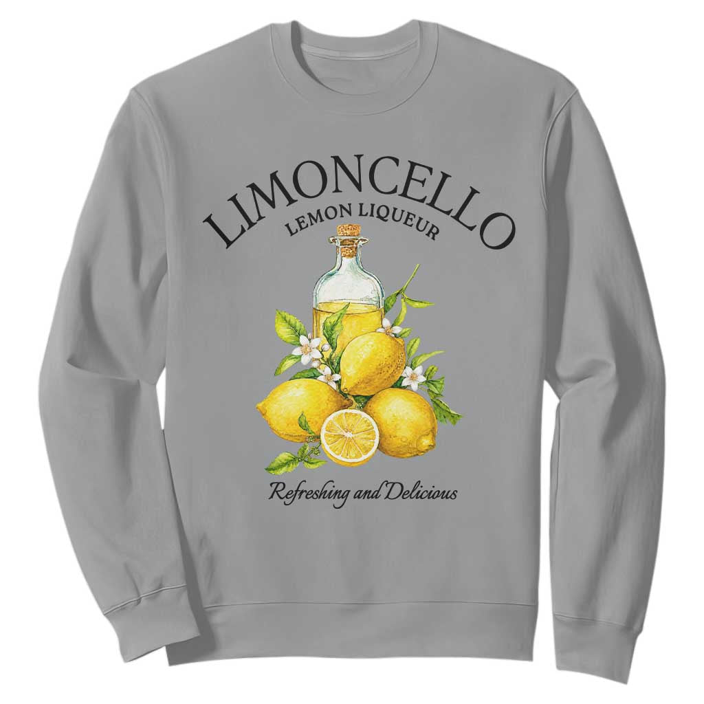 Vintage Limoncello Lemon Liqueur Sweatshirt Italian Summer Letter Fruit Printed Graphic TS10 Sport Gray Print Your Wear