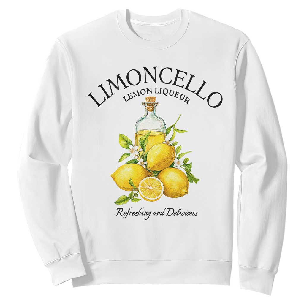 Vintage Limoncello Lemon Liqueur Sweatshirt Italian Summer Letter Fruit Printed Graphic TS10 White Print Your Wear
