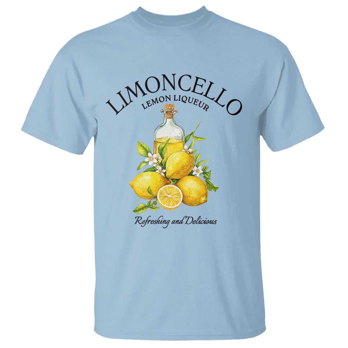 Vintage Limoncello Lemon Liqueur T Shirt Italian Summer Letter Fruit Printed Graphic TS10 Light Blue Print Your Wear