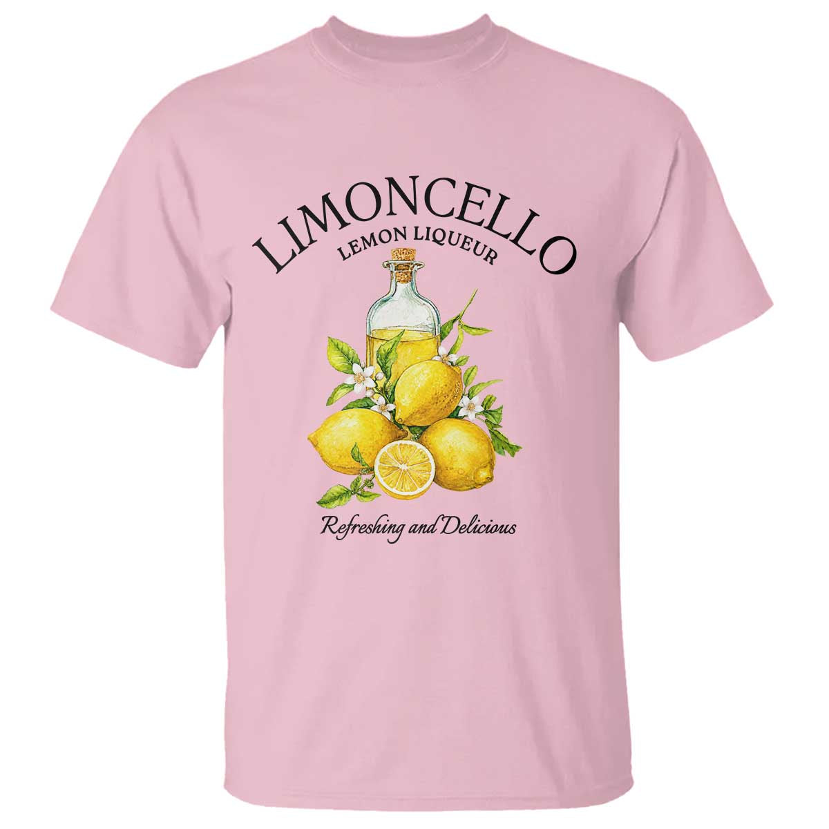 Vintage Limoncello Lemon Liqueur T Shirt Italian Summer Letter Fruit Printed Graphic TS10 Light Pink Print Your Wear