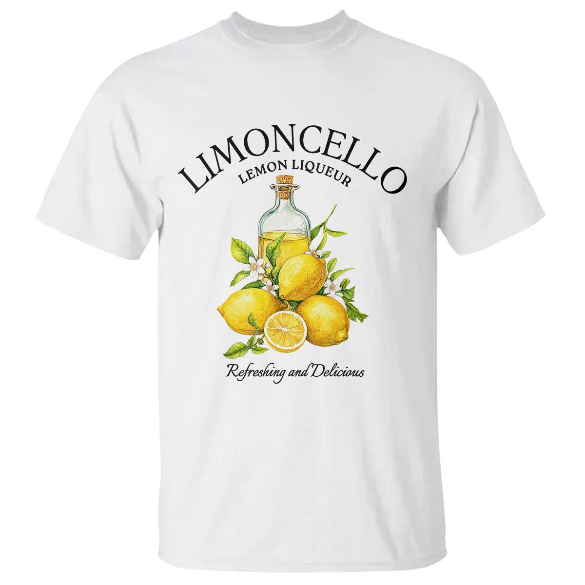 Vintage Limoncello Lemon Liqueur T Shirt Italian Summer Letter Fruit Printed Graphic TS10 White Print Your Wear