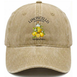Vintage Limoncello Lemon Liqueur Washed Cotton Baseball Cap Italian Summer Letter Fruit Printed Graphic TS10 Print Your Wear