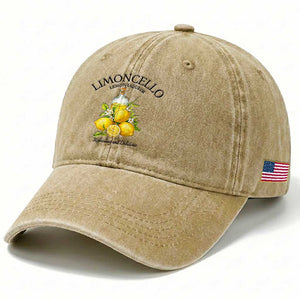 Vintage Limoncello Lemon Liqueur Washed Cotton Baseball Cap Italian Summer Letter Fruit Printed Graphic TS10 Print Your Wear
