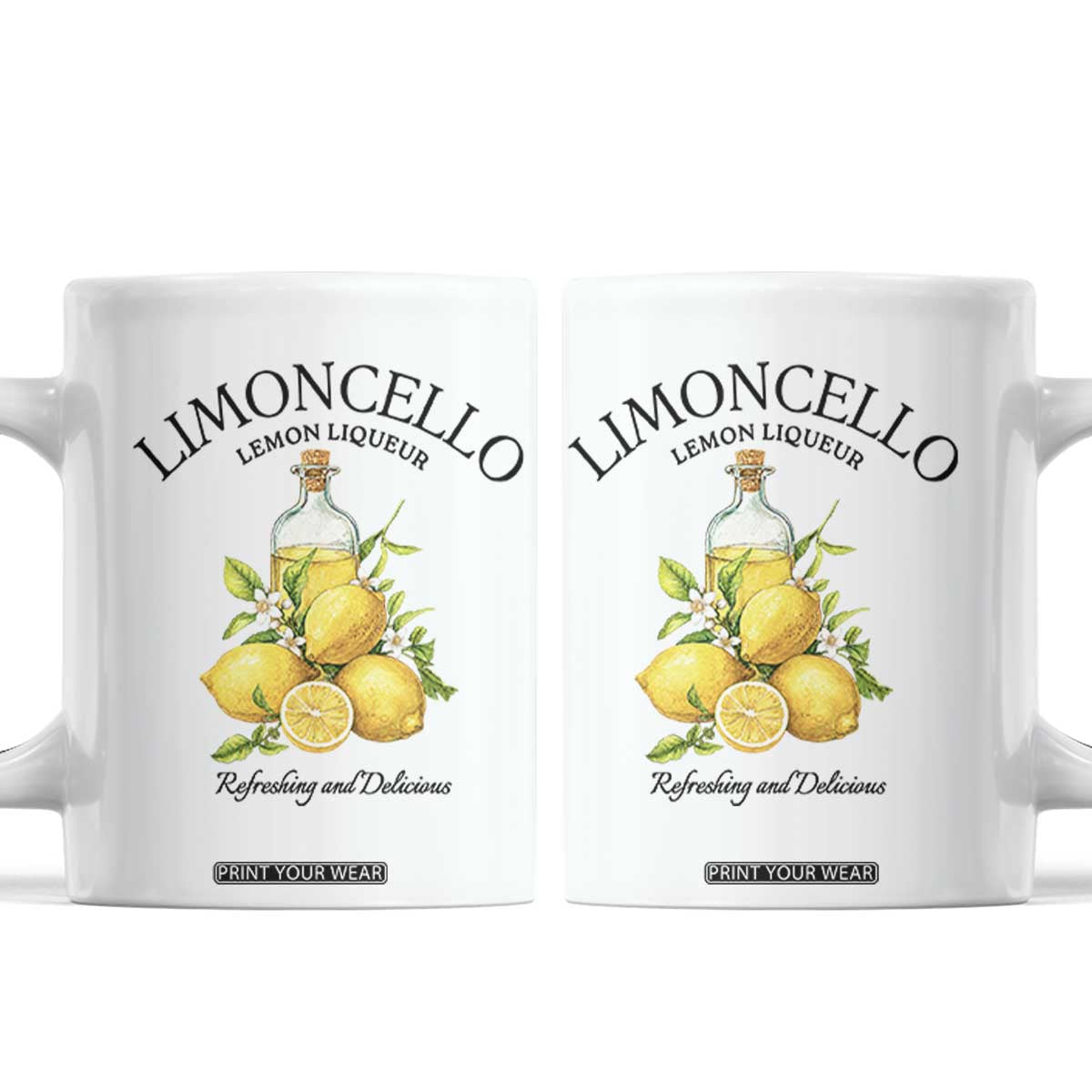 Vintage Limoncello Lemon Liqueur Coffee Mug Italian Summer Letter Fruit Printed Graphic TS10 White Print Your Wear