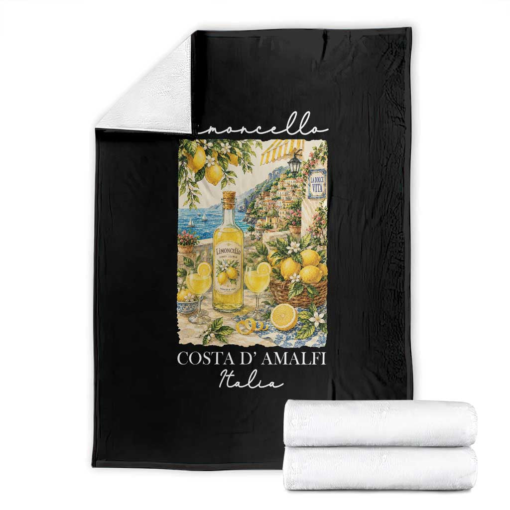Limoncello Amalfi Coast Throw Blanket Lemon Lover Italian Summer Fruit TS10 Black Print Your Wear