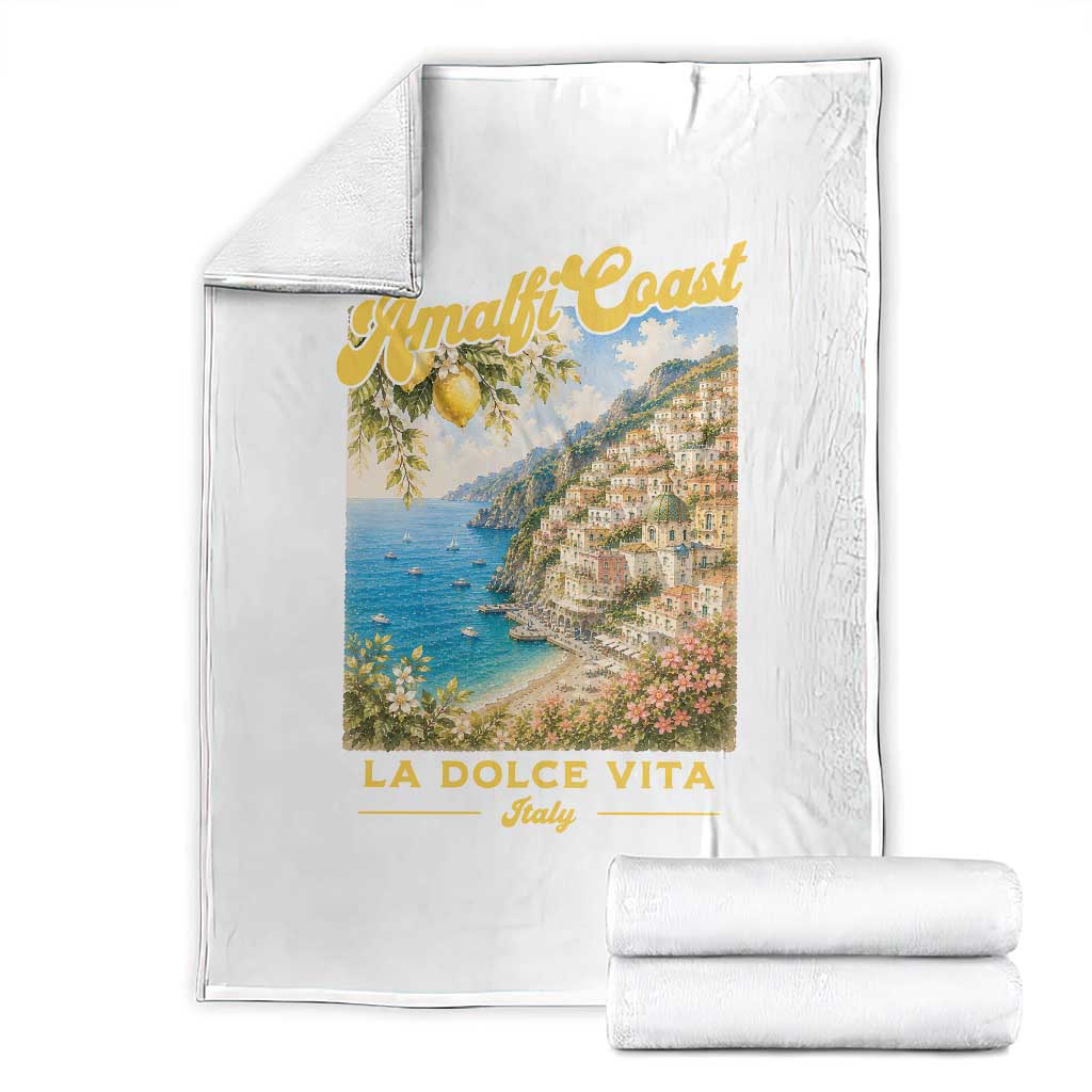 Amalfi Coast La Dolce Vita Italy Throw Blanket Vintage Summer Amalfi Coast TS10 White Print Your Wear
