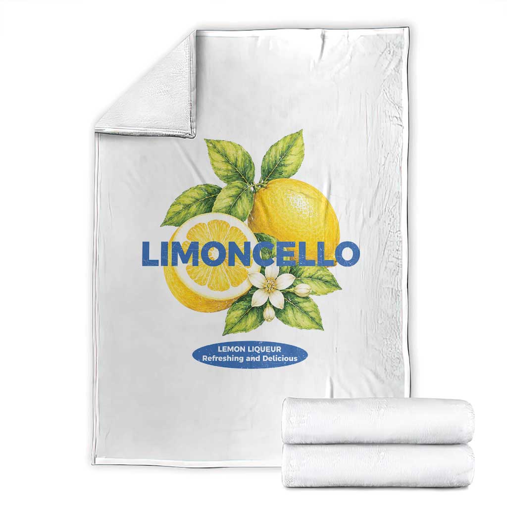 Vintage Limoncello Lemon Liqueur Throw Blanket Citrus Fruit Botanical Italian Summer Graphic TS10 White Print Your Wear