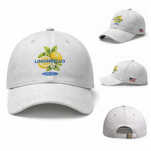 Vintage Limoncello Lemon Liqueur Baseball Cap Citrus Fruit Botanical Italian Summer Graphic TS10 Baseball Cap Universal Fit White Print Your Wear
