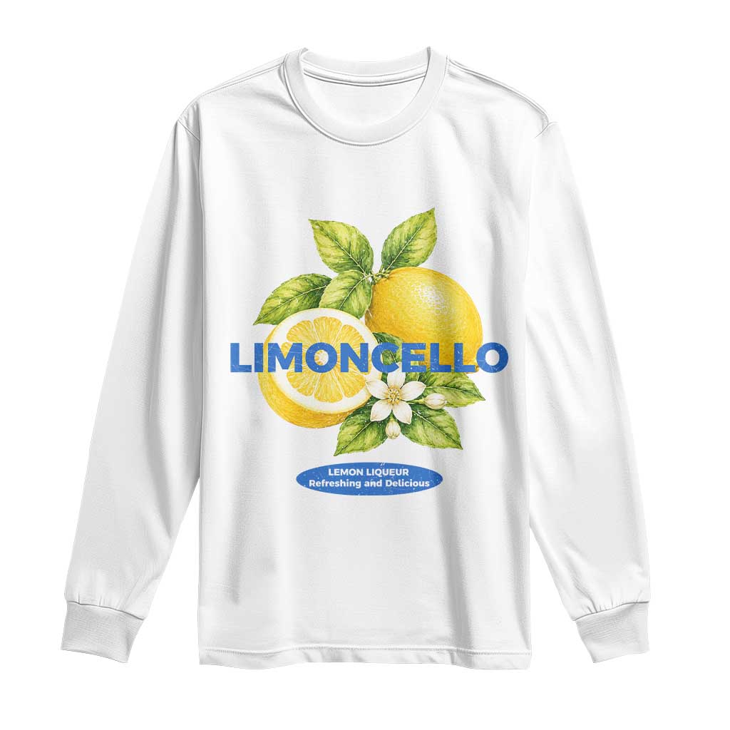 Vintage Limoncello Lemon Liqueur Long Sleeve Shirt Citrus Fruit Botanical Italian Summer Graphic TS10 White Print Your Wear