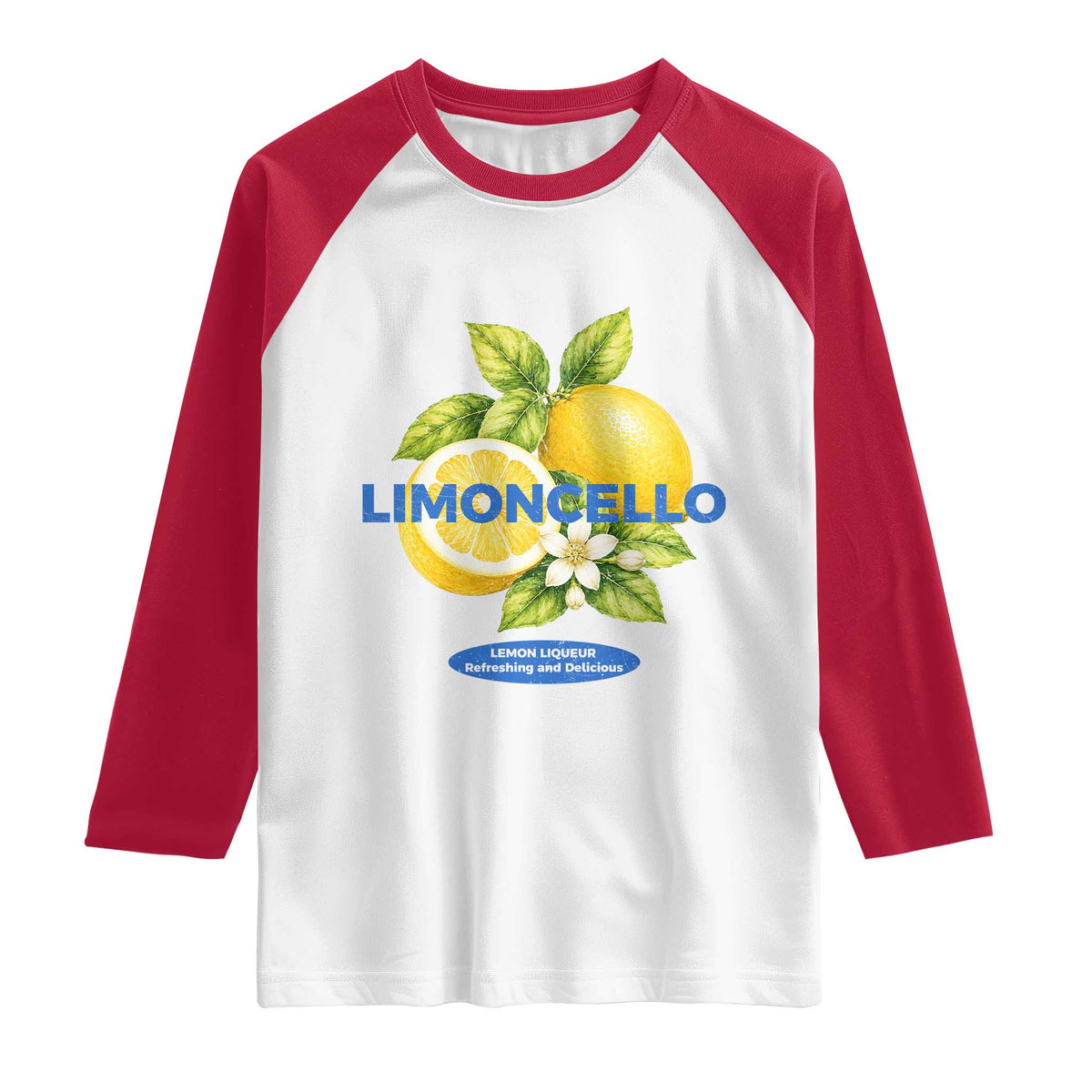 Vintage Limoncello Lemon Liqueur Raglan Shirt Citrus Fruit Botanical Italian Summer Graphic TS10 White Red Print Your Wear