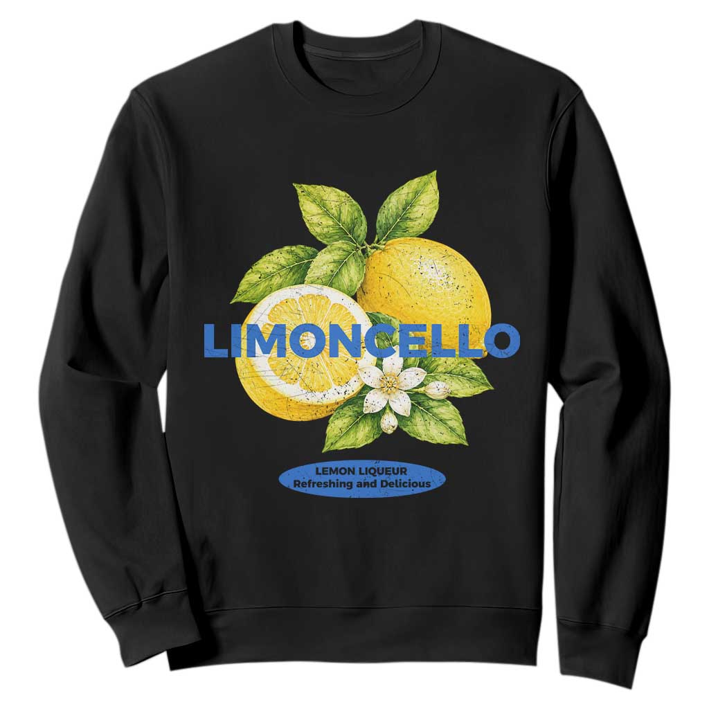 Vintage Limoncello Lemon Liqueur Sweatshirt Citrus Fruit Botanical Italian Summer Graphic TS10 Black Print Your Wear
