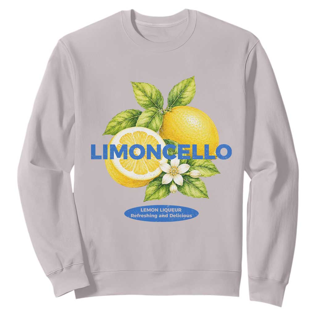 Vintage Limoncello Lemon Liqueur Sweatshirt Citrus Fruit Botanical Italian Summer Graphic TS10 Ice Gray Print Your Wear