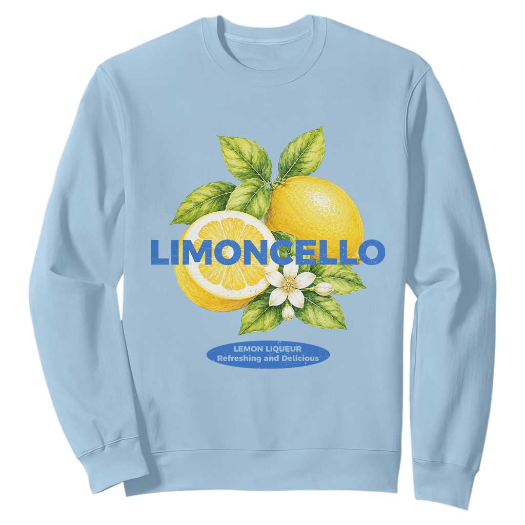 Vintage Limoncello Lemon Liqueur Sweatshirt Citrus Fruit Botanical Italian Summer Graphic TS10 Light Blue Print Your Wear