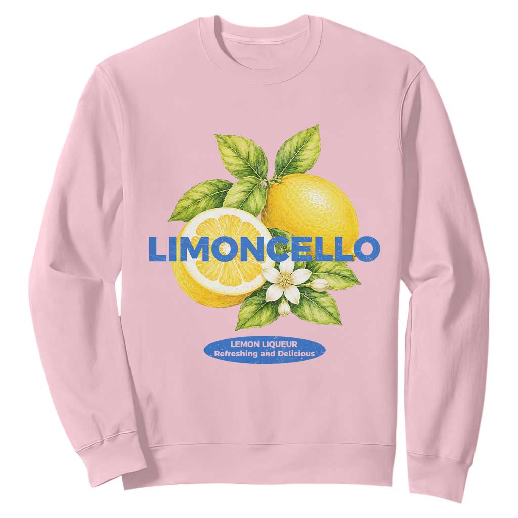Vintage Limoncello Lemon Liqueur Sweatshirt Citrus Fruit Botanical Italian Summer Graphic TS10 Light Pink Print Your Wear