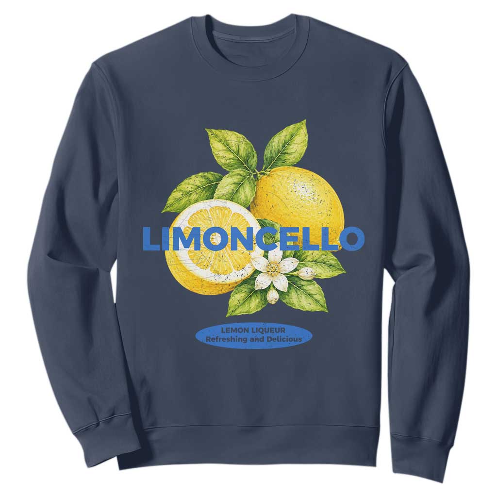 Vintage Limoncello Lemon Liqueur Sweatshirt Citrus Fruit Botanical Italian Summer Graphic TS10 Navy Print Your Wear
